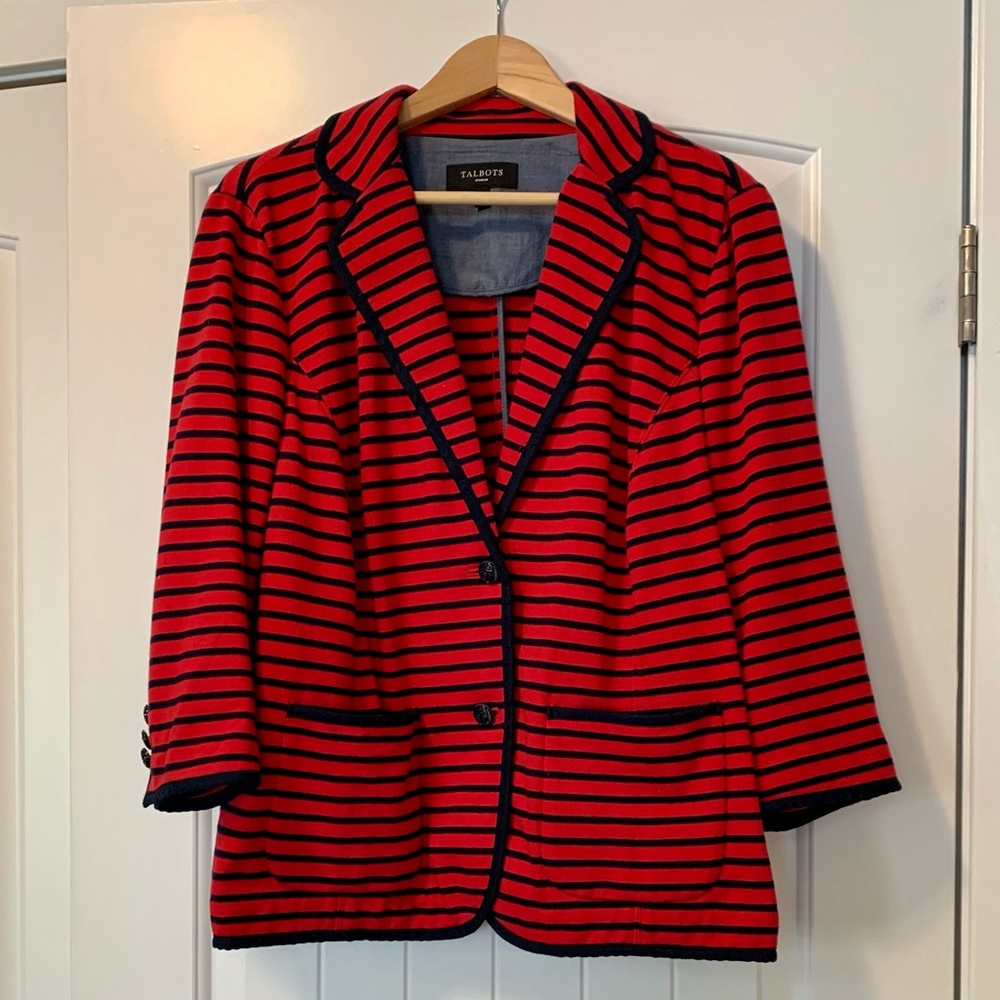 Talbots Knit Striped Blazer 1X